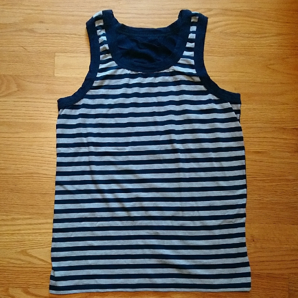 Modus Vivendi striped Navy and Gray Tank Top